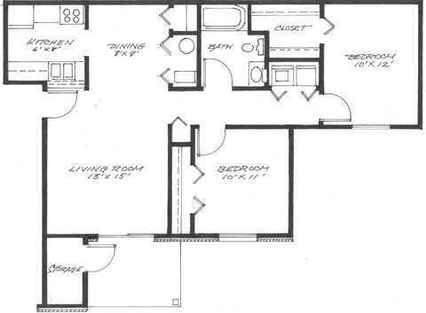 Floor plan for studio, 886 sqft